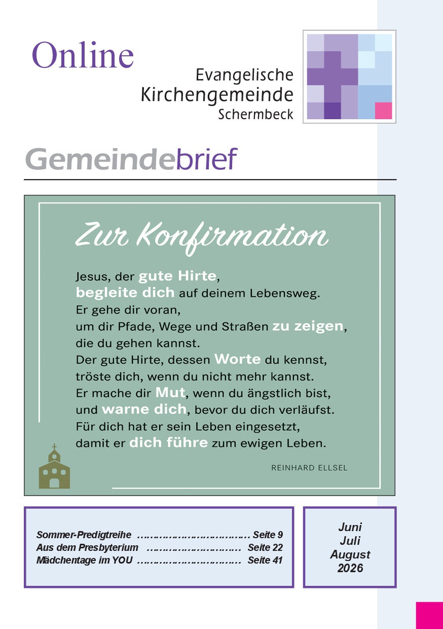 Deckblatt des Gemeindebriefes März bis Mai 2ß26